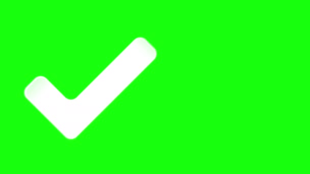 White Tick Green Background — Stock Video