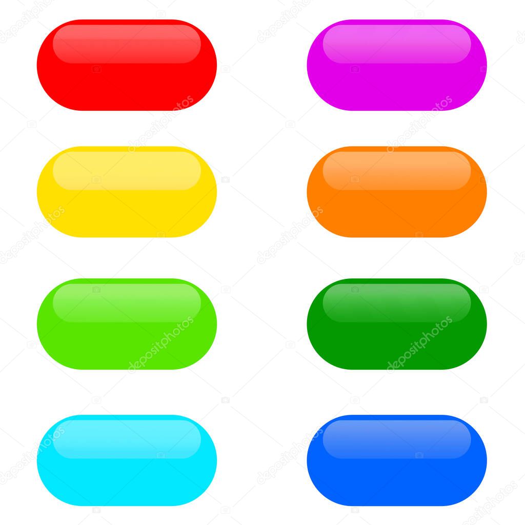 set of color buttons with rounded corners. vector illustration.