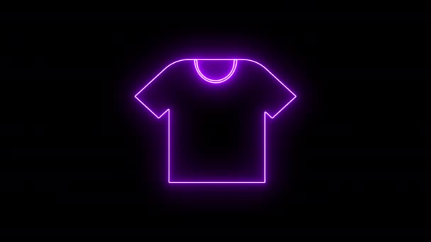Animation Der Neonfarbenen Shirt Ikone — Stockvideo