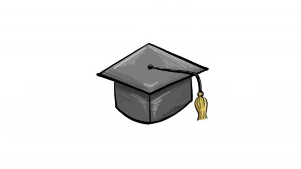 卒業キャップのアニメーション — ストック動画