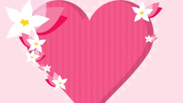 Animação Grande Coração Flores — Vídeo de Stock