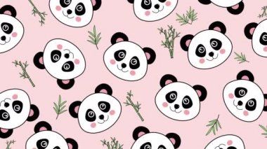 Panda kusursuz desenli. animasyon illüstrasyonu