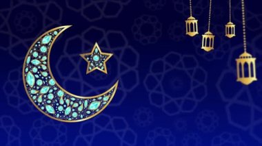Ay ve yıldızla Ramazan Kareem animasyon süslemeleri