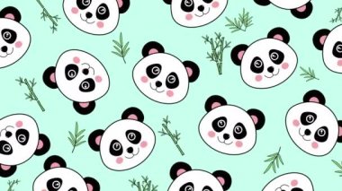 Panda kusursuz desenli. animasyon illüstrasyonu