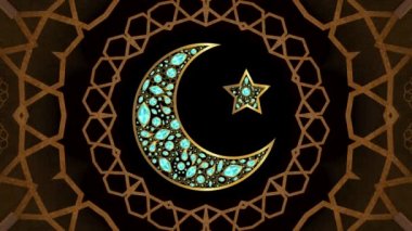 Ay ve yıldızla Ramazan Kareem animasyon süslemeleri