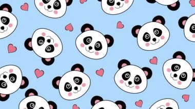Panda kusursuz desenli. animasyon illüstrasyonu