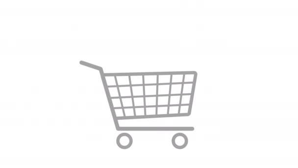 Carrito Compras Animación Con Fondo Blanco Vacío — Vídeos de Stock