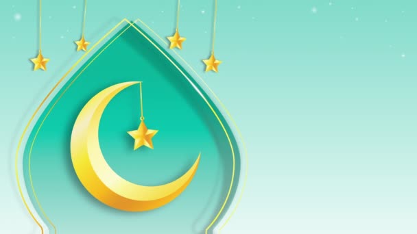 Animazione Sfondo Ramadan Kareem Con Luna Stelle — Video Stock