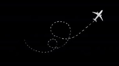 Siyah arka planda uçan uçağın canlandırması 
