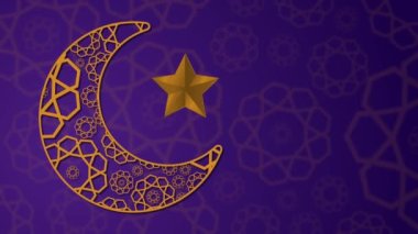 Ay ve yıldızla Ramazan Kareem animasyon süslemeleri