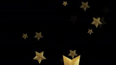 Siyah arkaplanda altın yıldızların canlandırılması. 