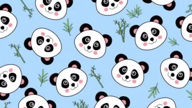 Panda kusursuz desenli. animasyon illüstrasyonu