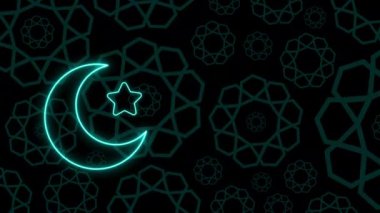 Ramazan kareem arkaplanı için parlak ışıklı ay ve yıldızlı animasyon