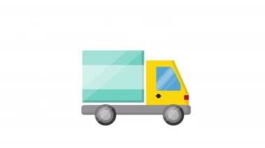 Modern kargo kamyonu simgesinin animasyon çizimi