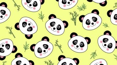 Panda kusursuz desenli. animasyon illüstrasyonu