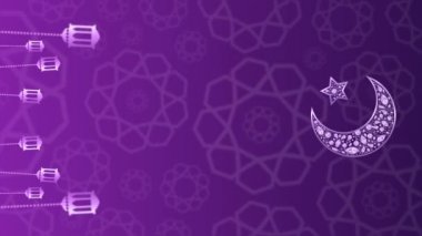 Ay ve yıldızla Ramazan Kareem animasyon süslemeleri