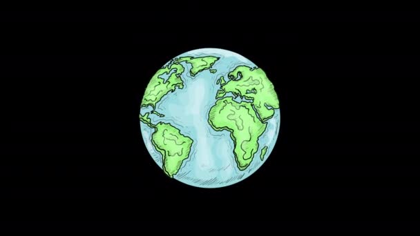 Animatie Achtergrond Met Een Globe Zwarte Achtergrond — Stockvideo