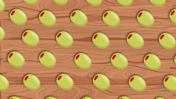 Patrón Sin Costuras Con Aceitunas Colores Ilustración Animación — Vídeo de stock