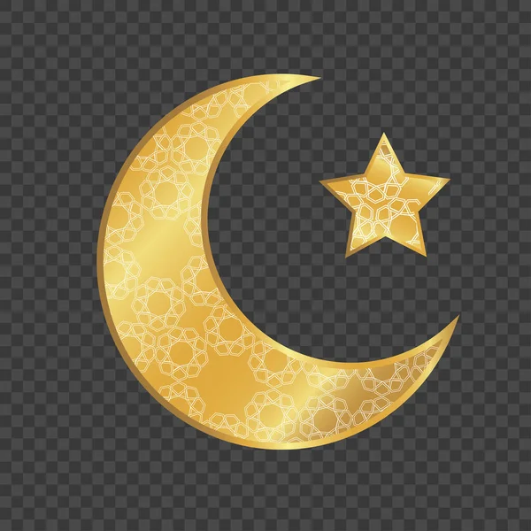 Ornamental Golden Moon Icon Star Vector Illustration — Stock Vector
