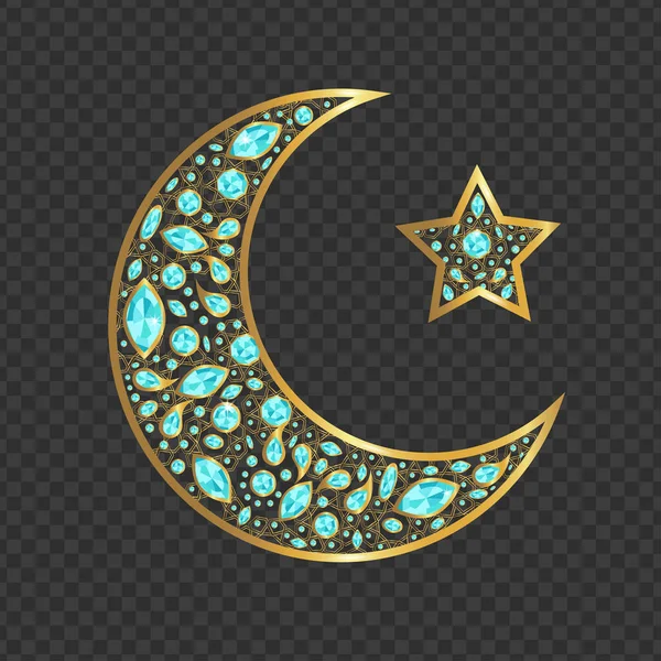 Ramazan Kareem Altın Yıldızlı Arka Plan Elmaslı — Stok Vektör