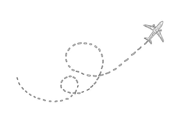Мальована Ручна Літальна Площина Векторні Ілюстрації — стоковий вектор