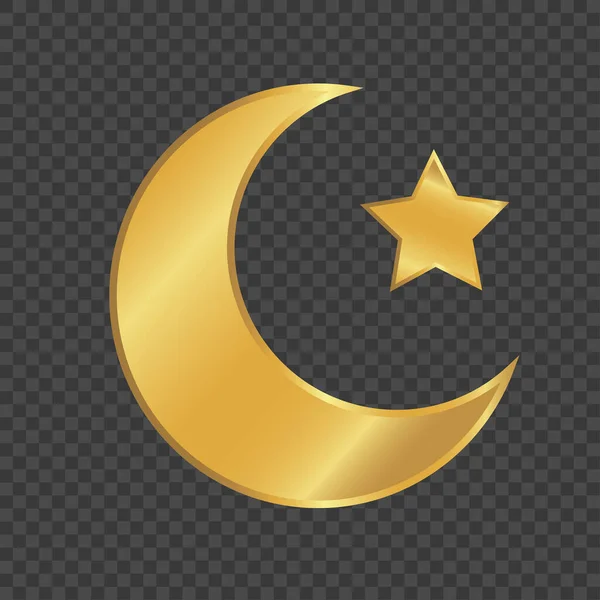 Golden Moon Icon Star Vector Illustration — Stock Vector