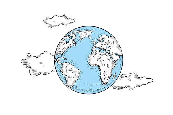 Planeta Mundo Terra Com Nuvens Ilustração Vetorial —  Vetores de Stock