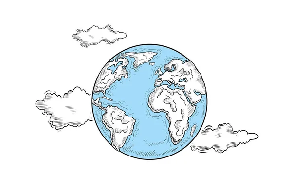 World Planet Earth Clouds Vector Illustration — Stock Vector