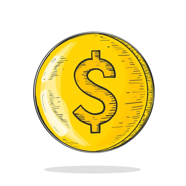 Gold Coin Money Icon Isolated White Background Vector Illustration — ストックベクタ