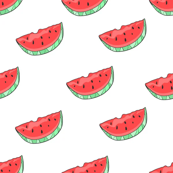Wassermelonenscheiben Isoliert Auf Weißem Hintergrund — Stockvektor