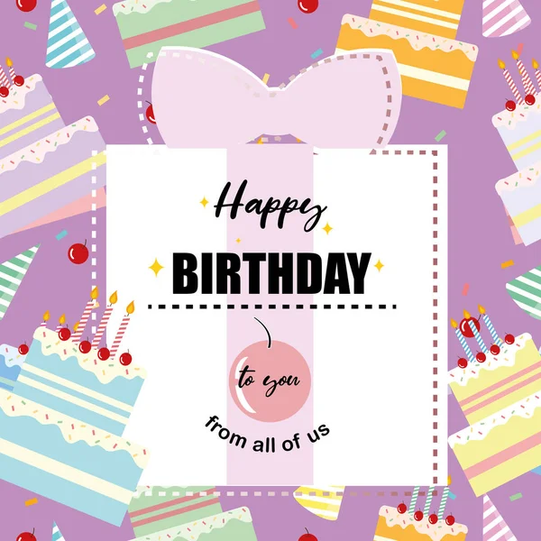 Happy Birthday Card Greeting Illustration — Stock Vector