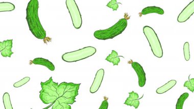 yaratıcı video animasyonu, bitki yaprakları ve salatalıklı desen 