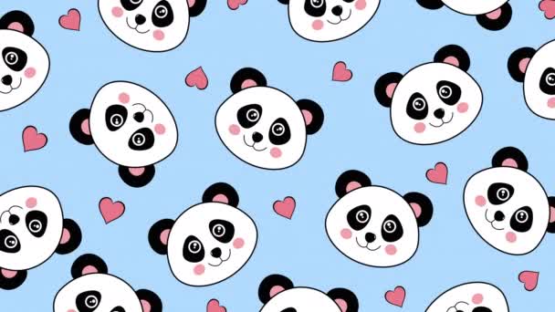 Kreatív Video Animáció Panda Fejek Készlet Minta Mozgás — Stock videók