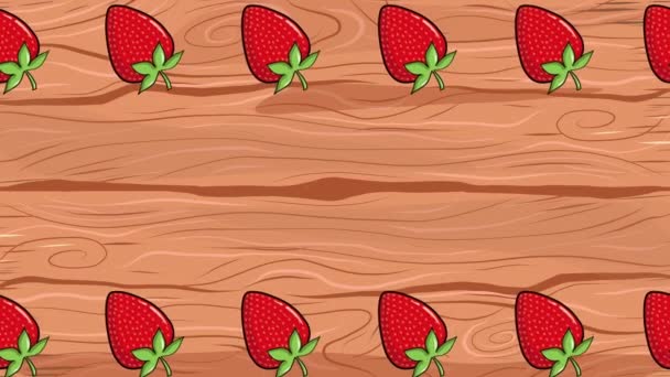 图形数字图像 带有木制背景草莓的视频动画 — 图库视频影像