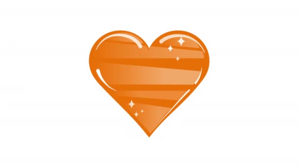 February Animation Love Card Orange Heart — Stockvideo