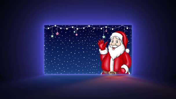 Christmas New Year Concept Santa Claus Waving Hand — Vídeo de stock