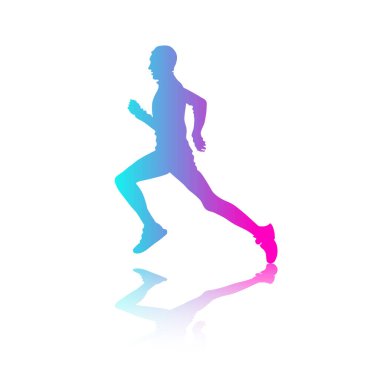 Koşan adamın neon silueti, spor, fitness, maraton konsepti