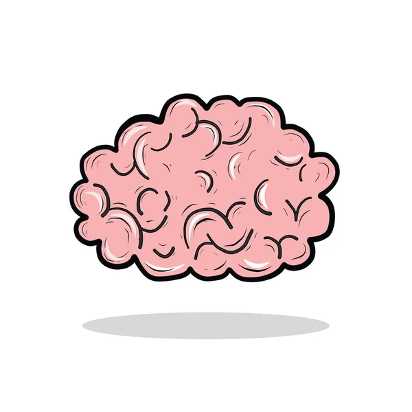 Pink Hand Drawn Brain Isolated White Background — Stockový vektor