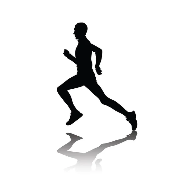 Koşan adamın siyah silueti, spor, fitness, maraton konsepti