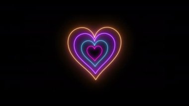 glowing colorful neon electric bright heart, valentines day 