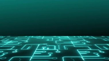 glowing colorful neon template, 3D Technology Circuit Floor