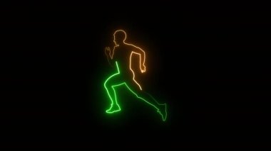 glowing colorful neon template, running man sign 