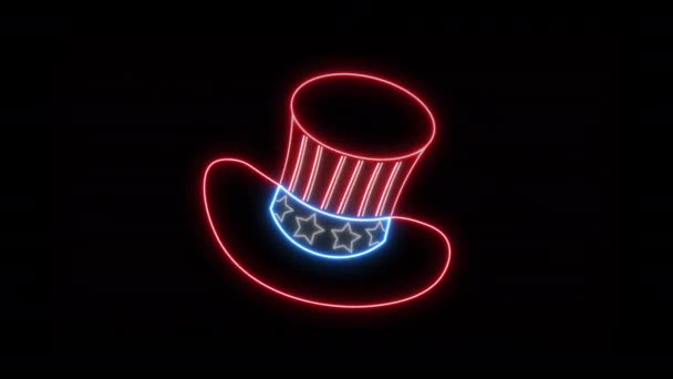 Glowing Colorful Neon Template Usa Hat — 비디오