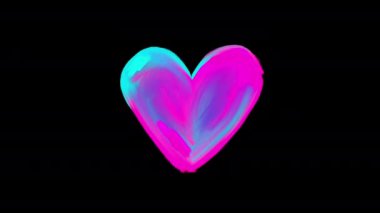 black background with appearing bright neon heart 