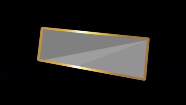 Black Background Appearing Golden Glass Banner — Vídeos de Stock