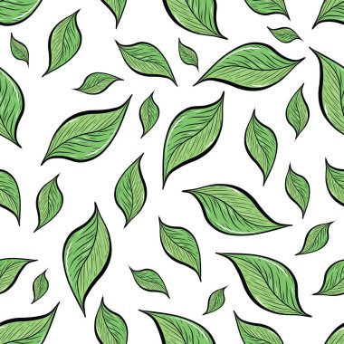 Beyaz arka plan üzerinde elle çizilmiş yapraklar 