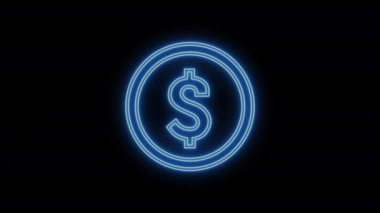 glowing sign, Neon Dollar Cent Icon