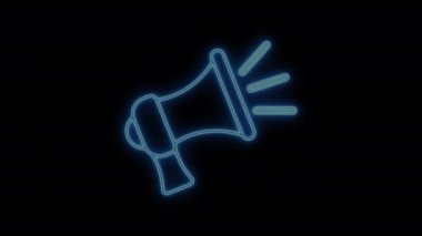 glowing sign, Neon Outline Megaphone Icon