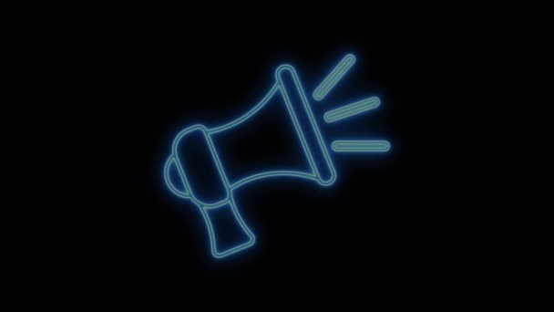 Glowing Sign Neon Outline Megaphone Icon — Stockvideo