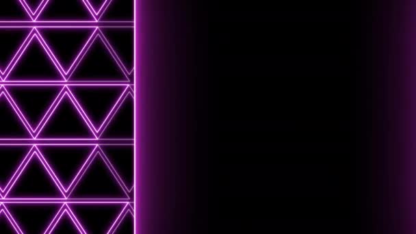 Patrón Triángulos Ornamentales Iluminados Con Neón Fluorescente — Vídeos de Stock